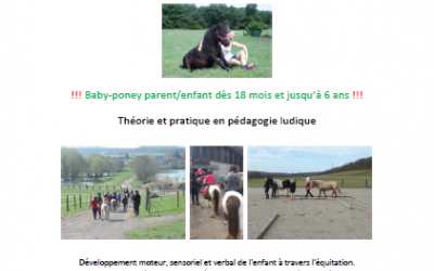 Séances Baby-Poney Equitation pour les petits à partir d'Avril
